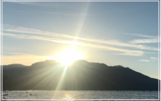Sun rising over a mountain