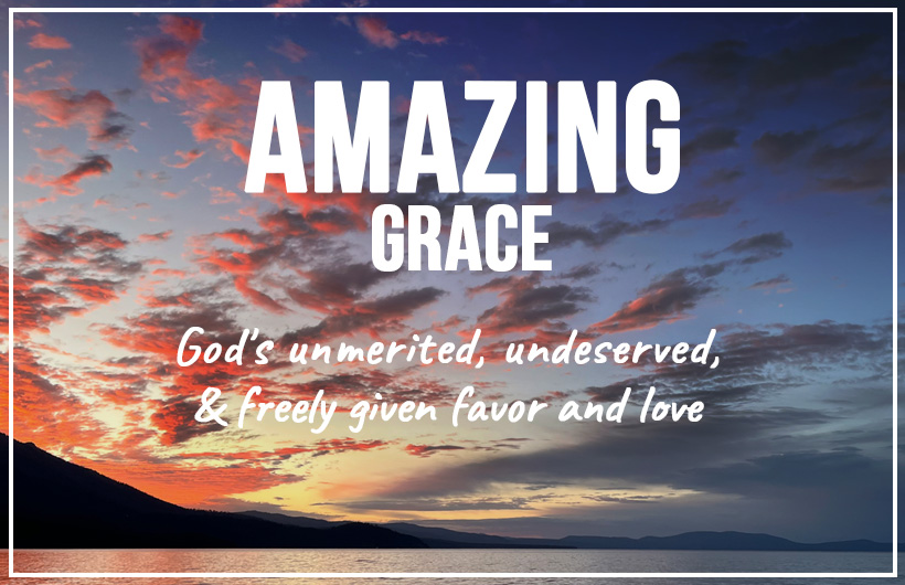 Sunset with text about grace