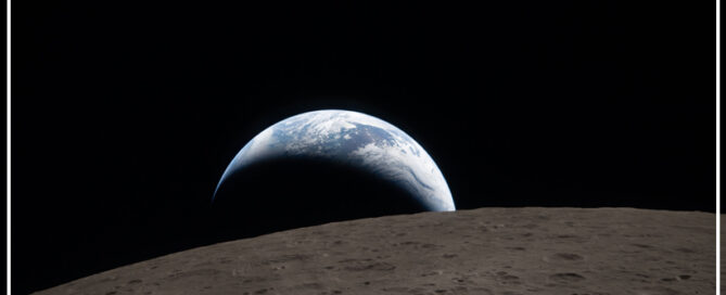 Earthset captured through the Orion spacecraft window on April 6, 2026, during the Artemis II crew’s flyby of the moon